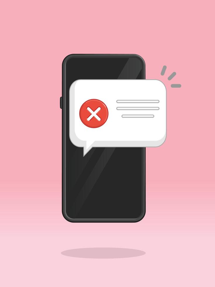 Smartphone X Cross Sign Push Notification Message vector