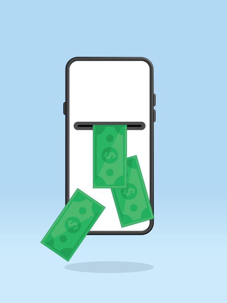 Smartphone Printing Money Paper Online Income vector