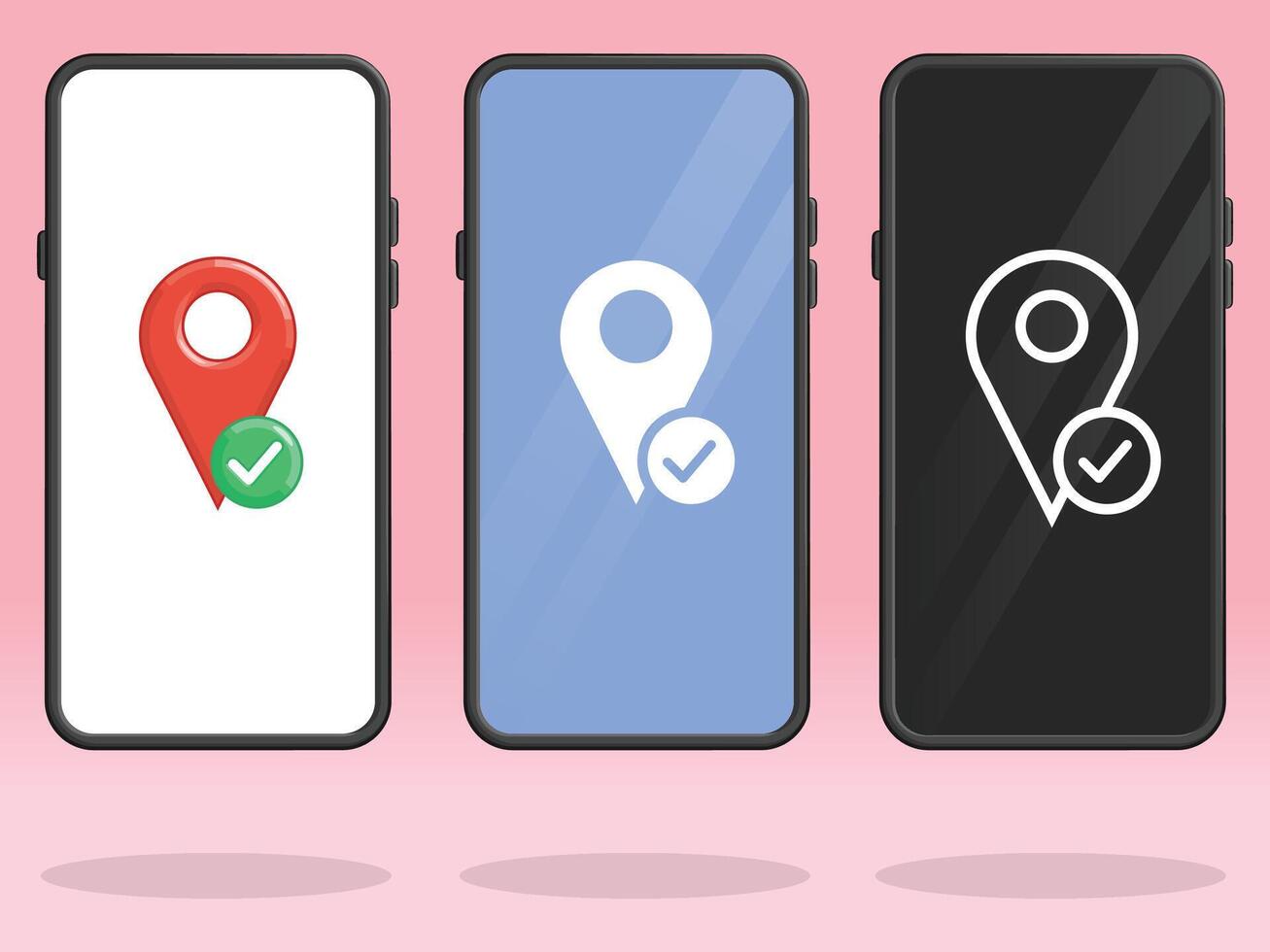 Smartphone Map Pin Check V Mark vector