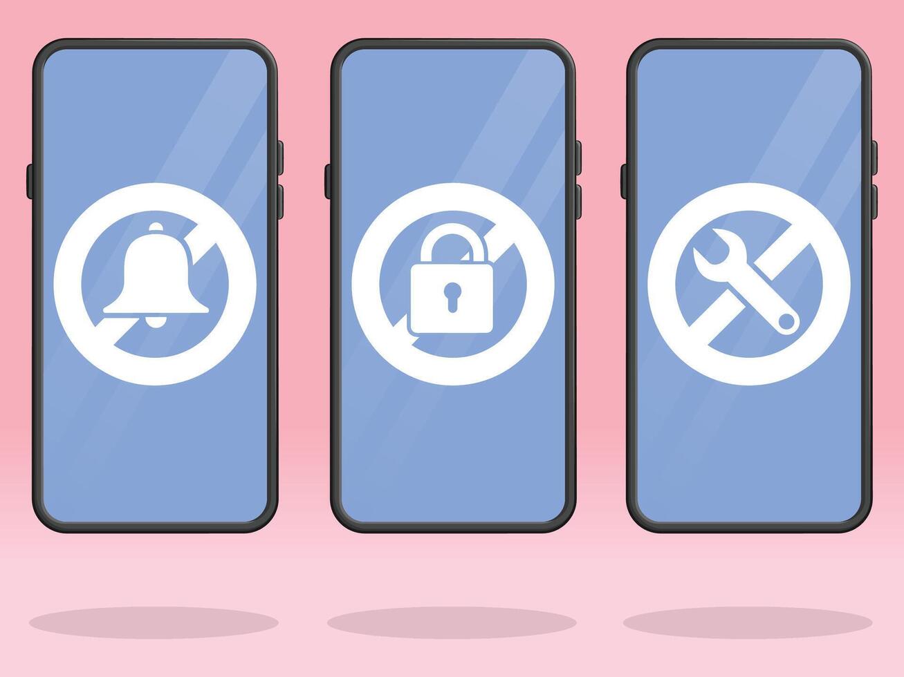 Smartphone No Bell Lock Wrench on Screen vector