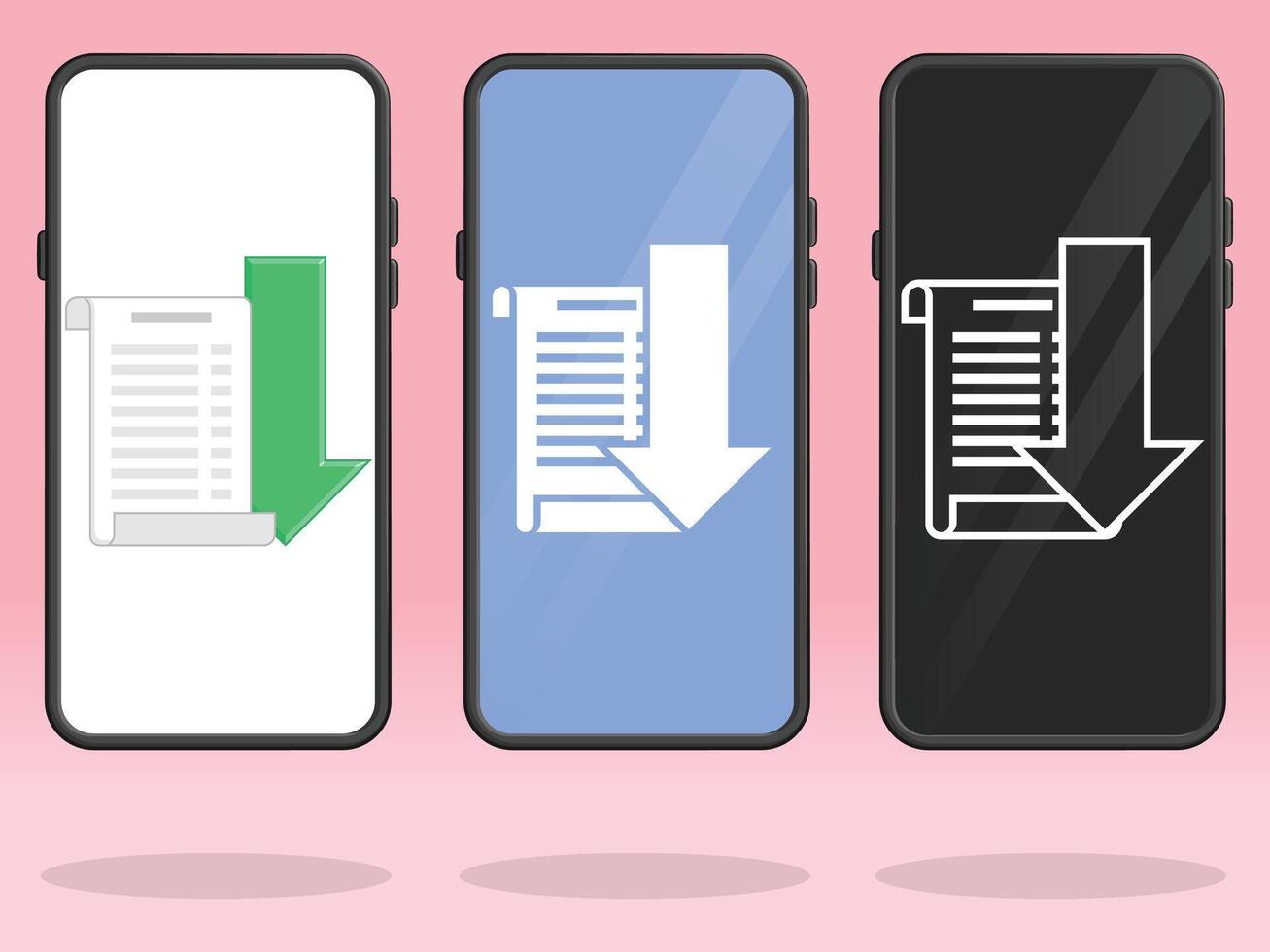 Smartphone Invoice Arrow Down Decrease Spending vector