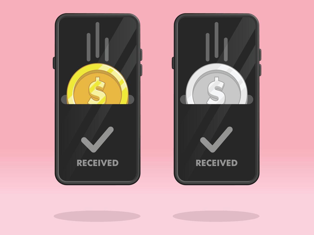 Smartphone Online Banking Receiving Coin Money vector