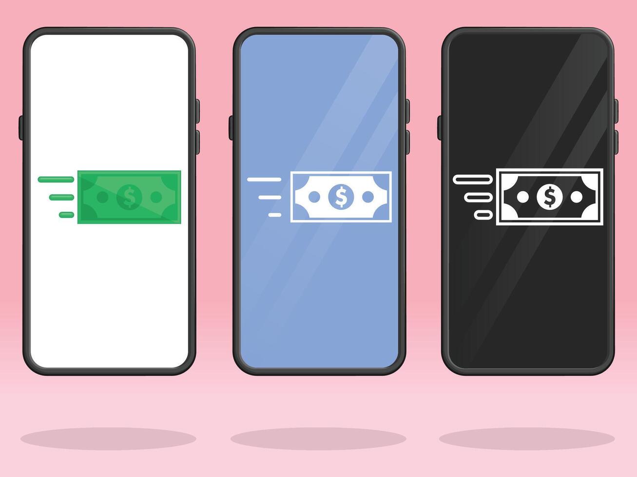 Smartphone Paper Money Sending Payment Transaction vector