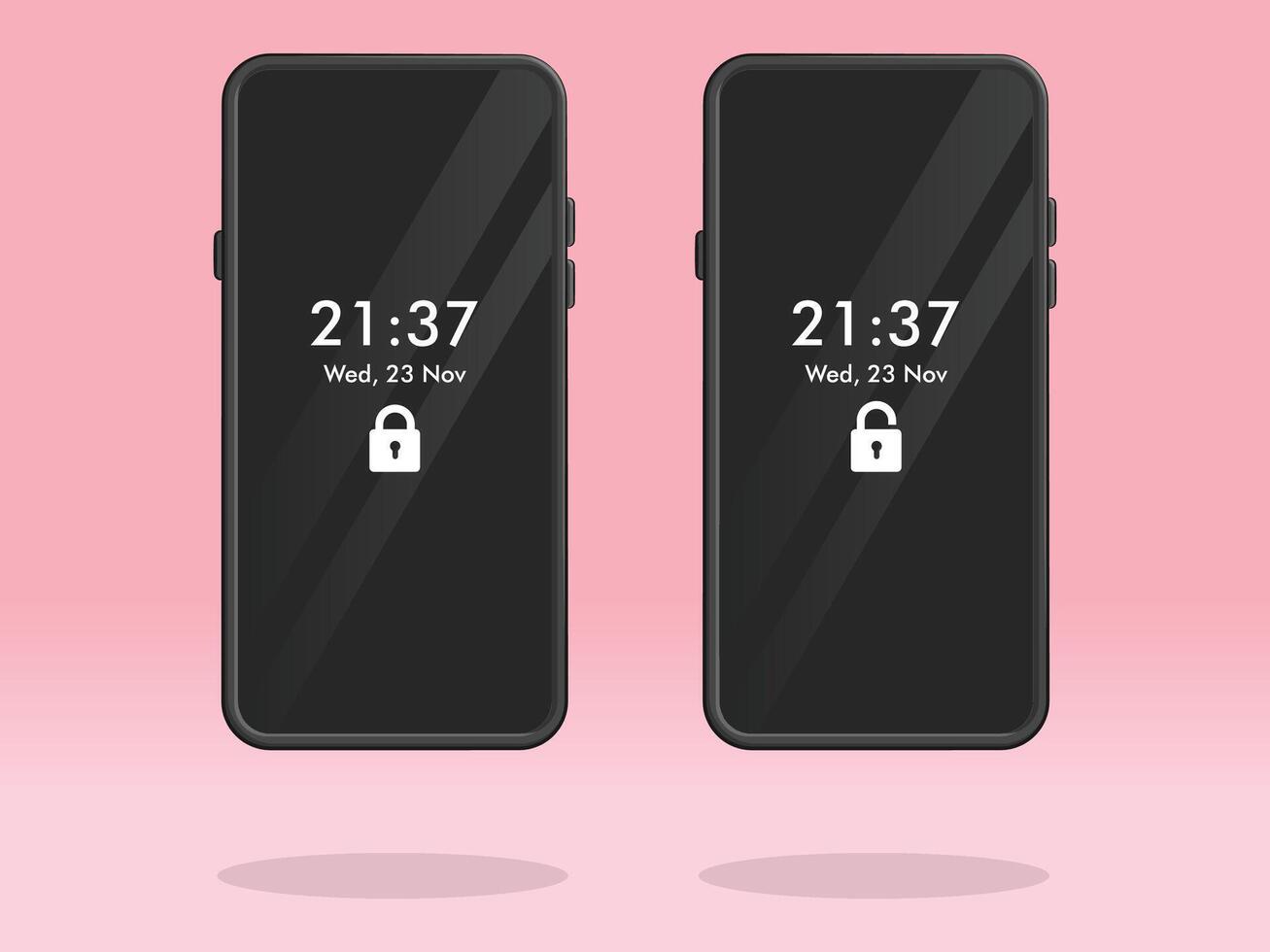 Smartphone Lock Screen Padlock with Date Clock vector