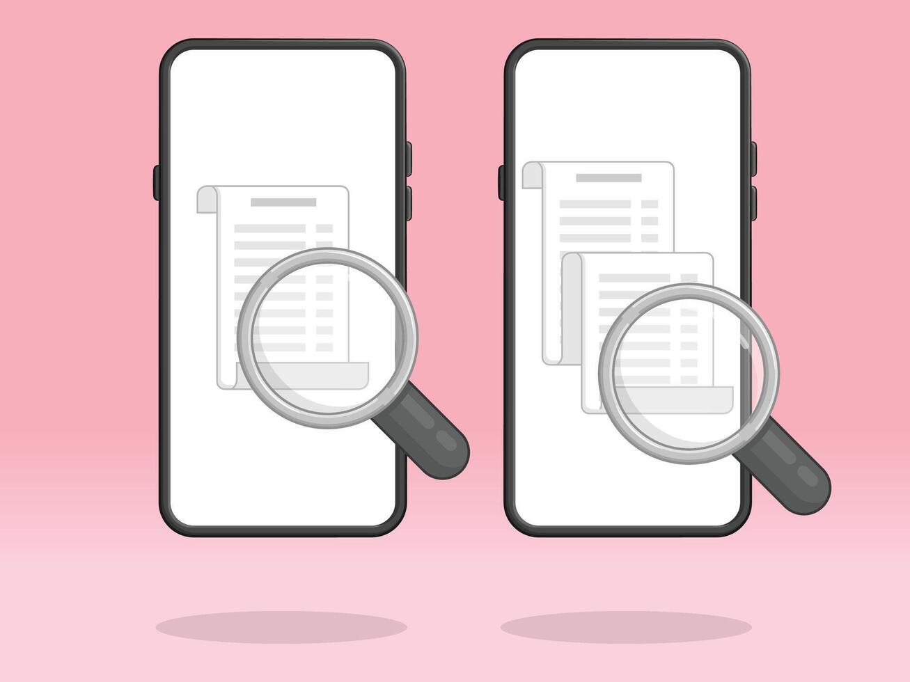Smartphone Magnifier Invoice Auditing Entries Expenses vector