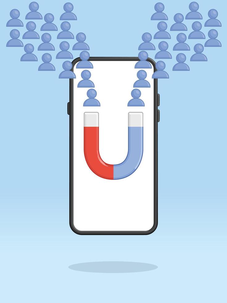 Smartphone Magnet Attracting Users Customers Buyers vector