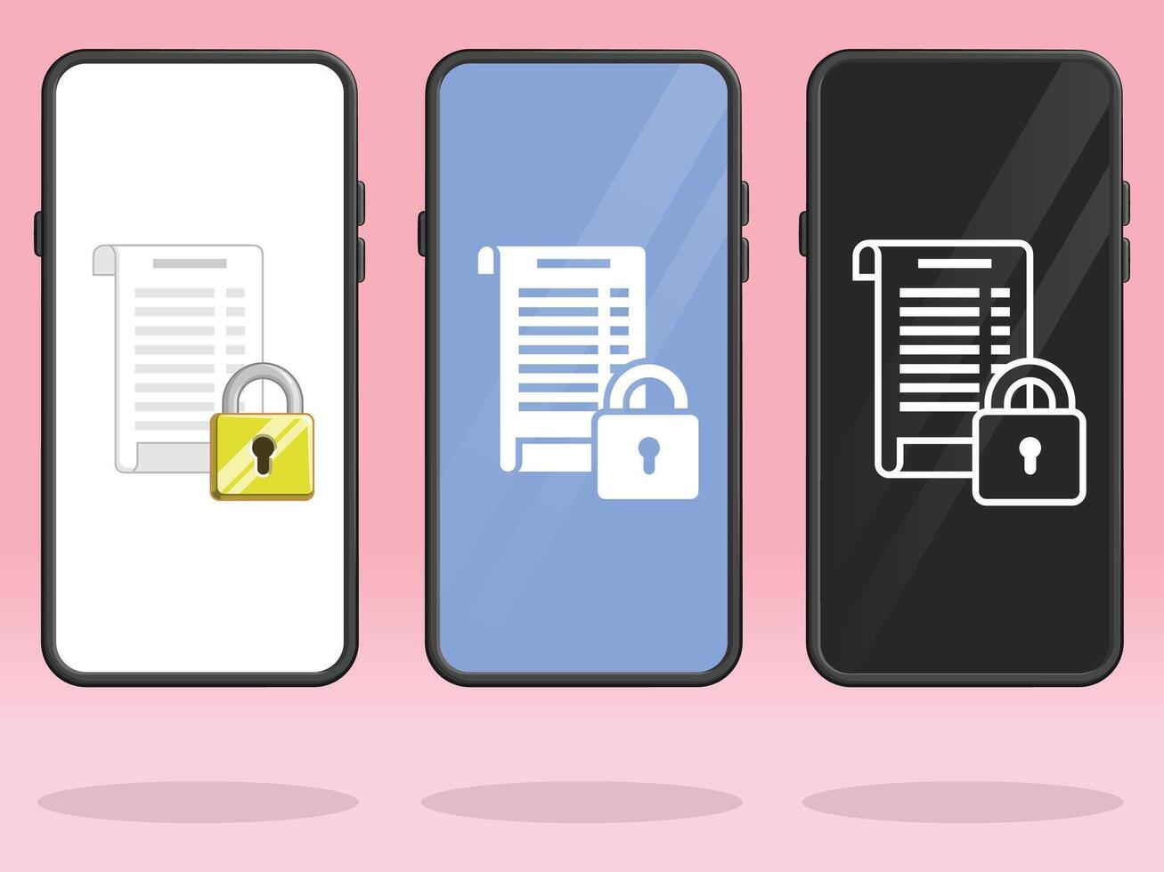 Smartphone Invoice Lock Secure Personal Information vector