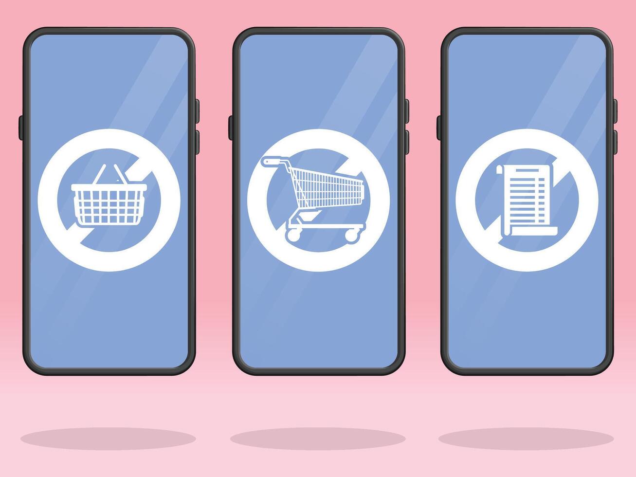 Smartphone No Shopping Cart Basket Invoice vector