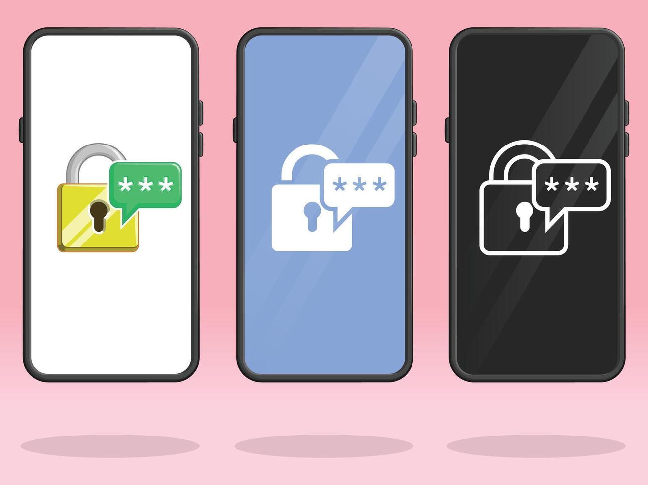 Smartphone Lock Asking Password Chat Bubble vector