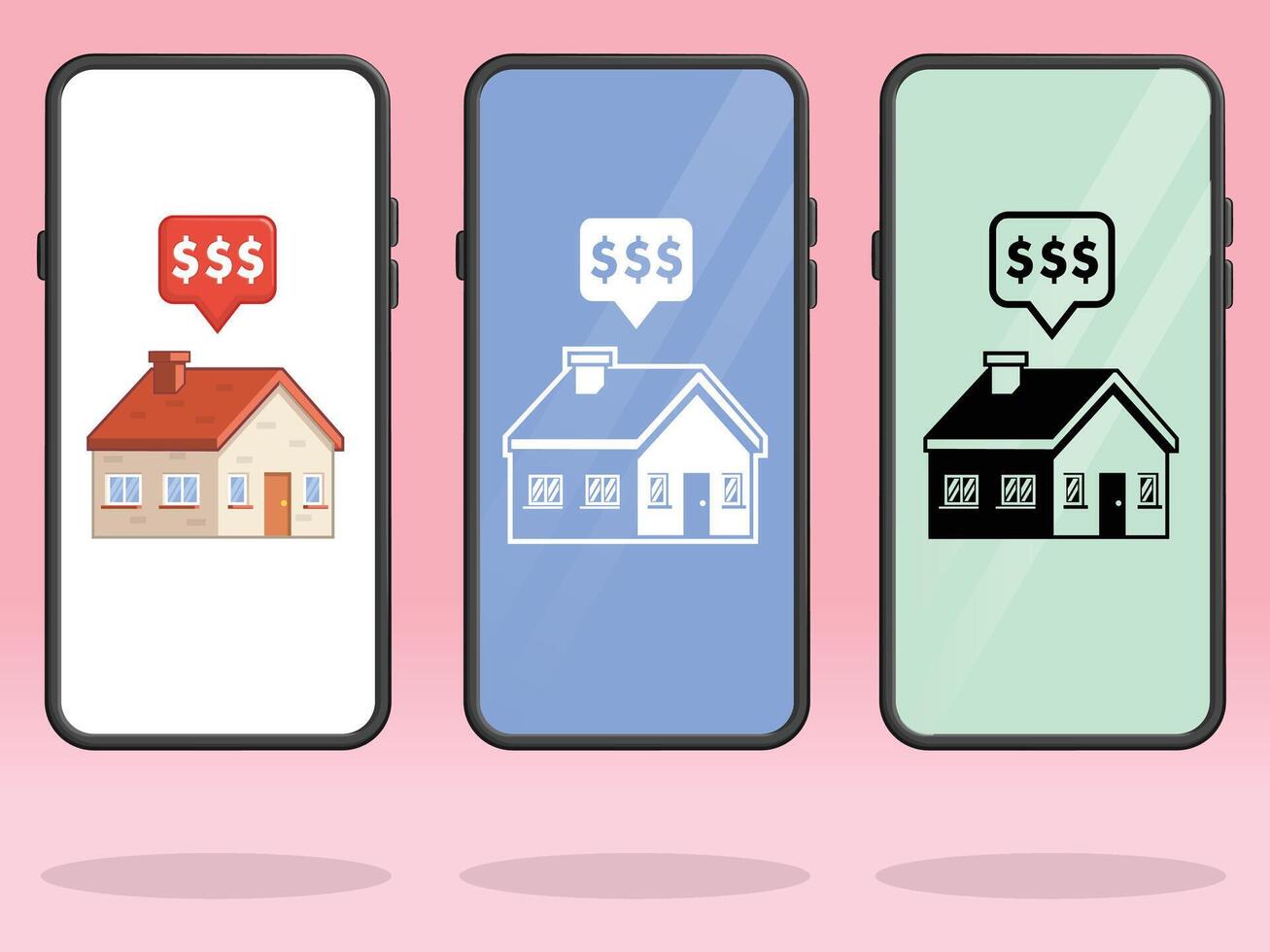 Smartphone House Price Notification Costly Expensive vector
