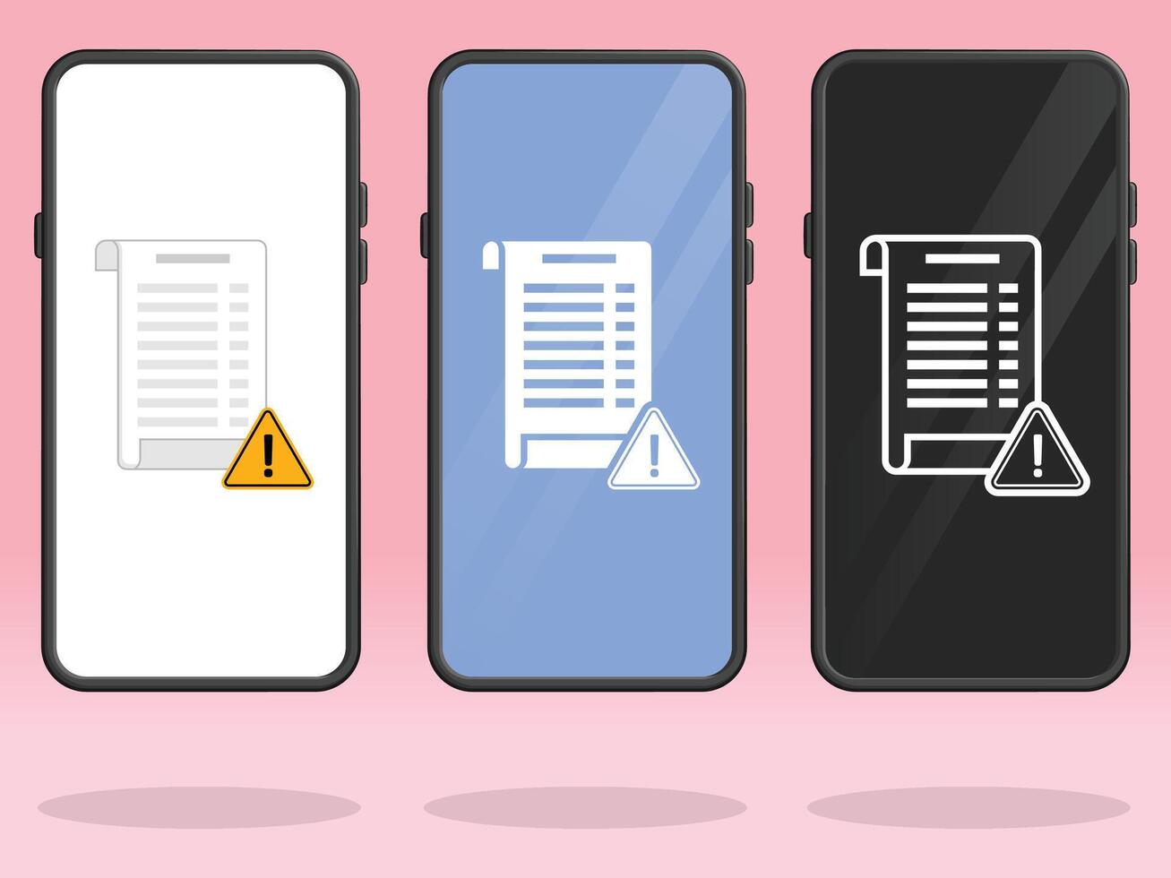 Smartphone Invoice Triangle Warning Error Notice vector