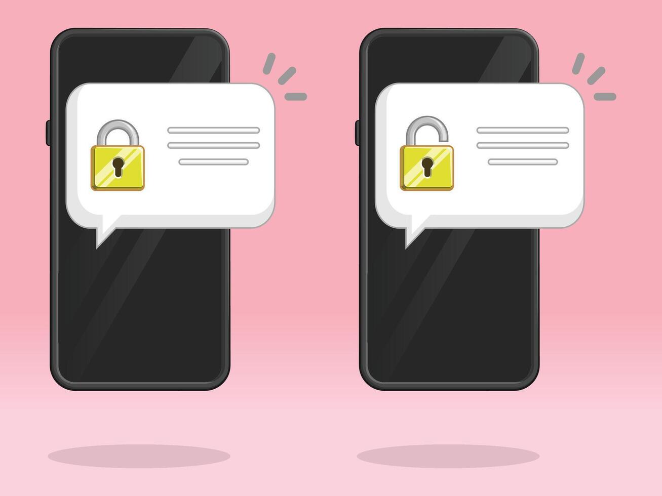 Smartphone Lock Push Notification Popup Message vector