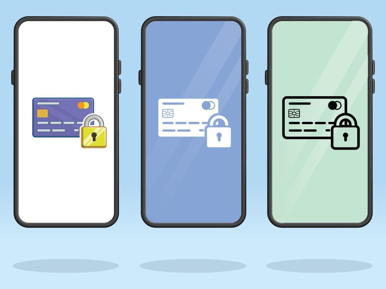 Smartphone Credit Card Front Lock Security vector