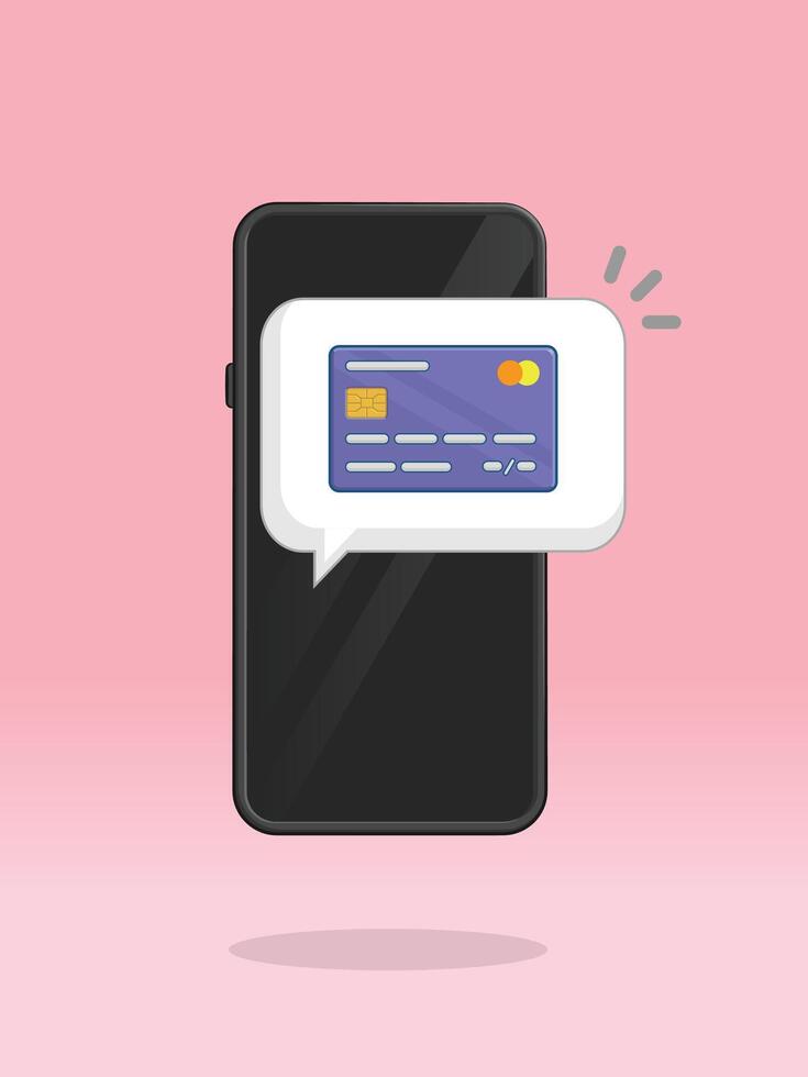 Smartphone Credit Card Push Notification Bubble vector