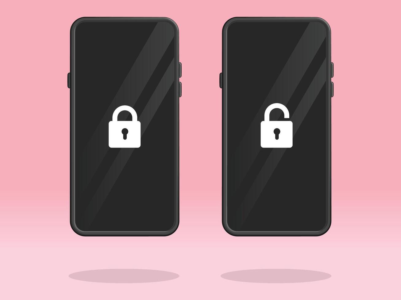 Smartphone Lock Screen Padlock Silhouette Unlocked vector