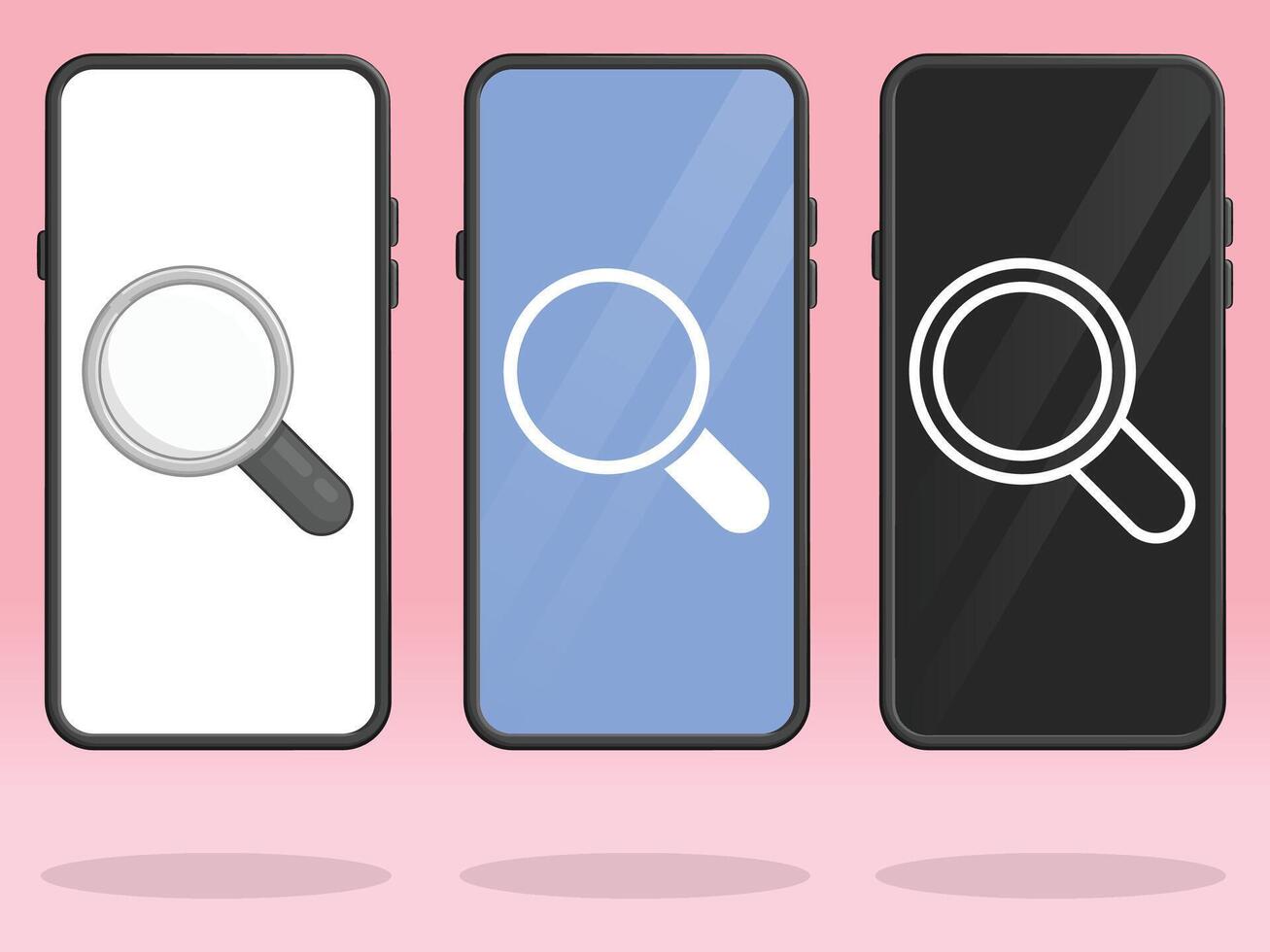 Smartphone Magnifier Search Zoom Silhouette on Screen vector