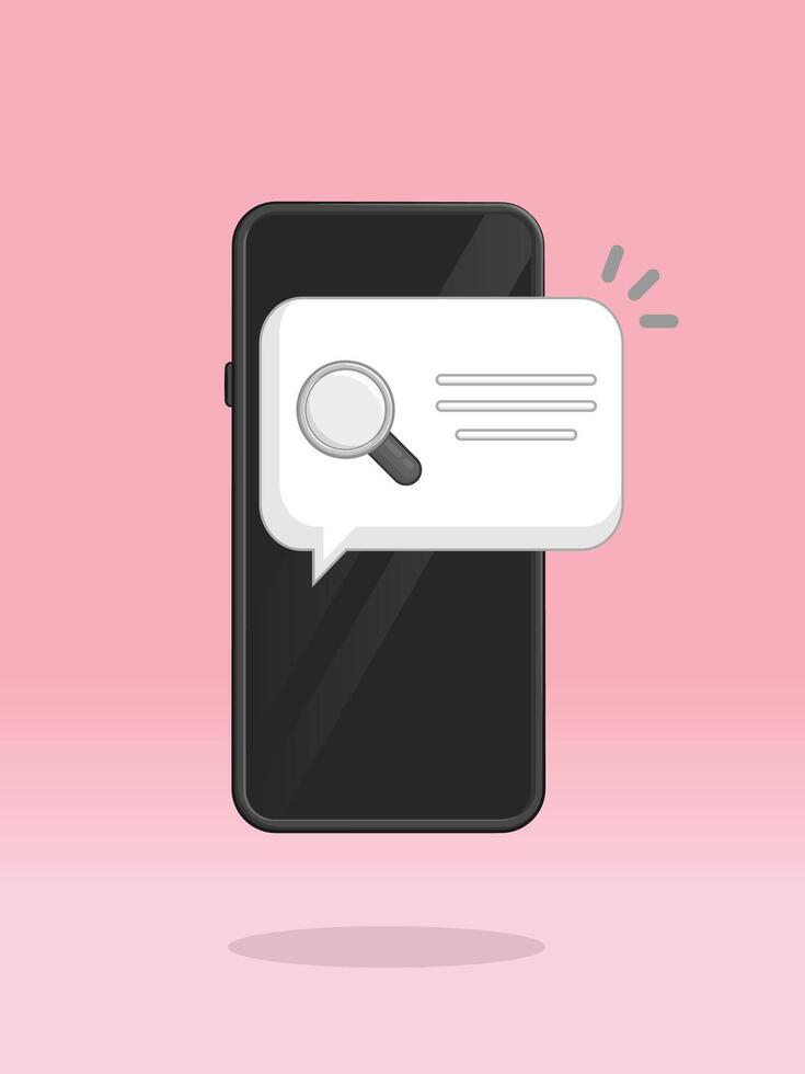 Smartphone Magnifier Search Push Notification Message vector