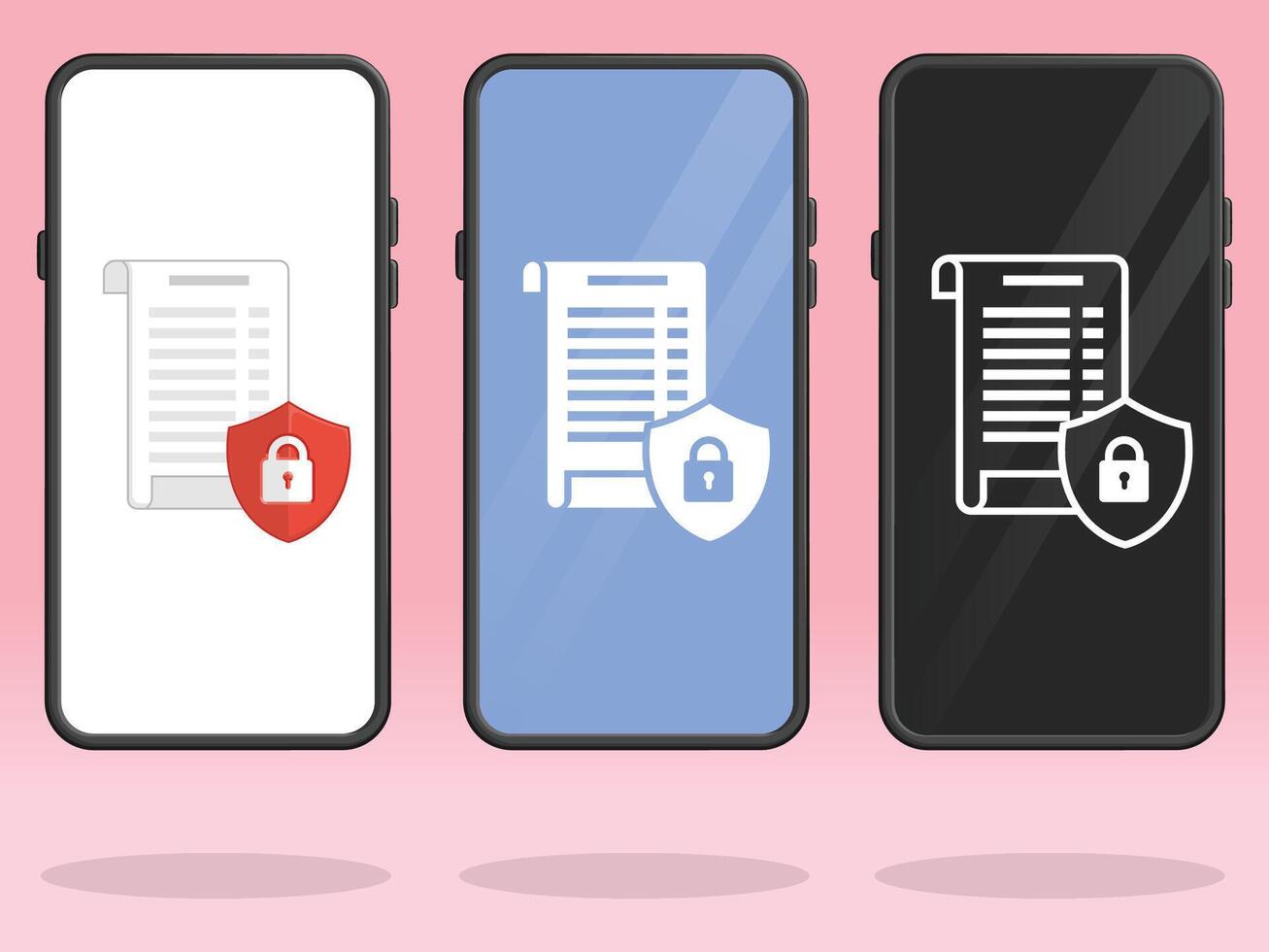Smartphone Invoice Shield Lock Encryption Protected vector