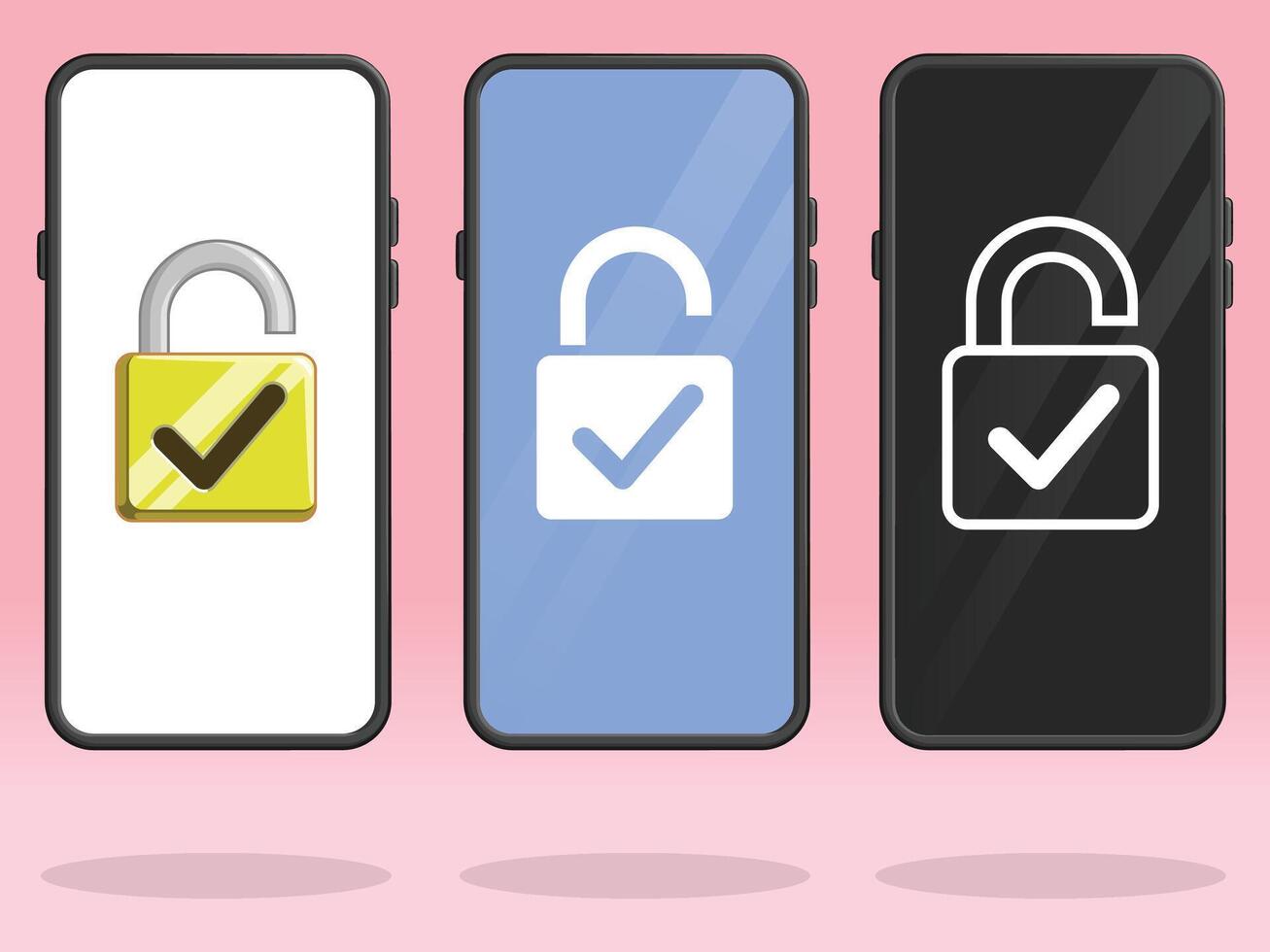 Smartphone Lock Open Check Mark Keyhole vector