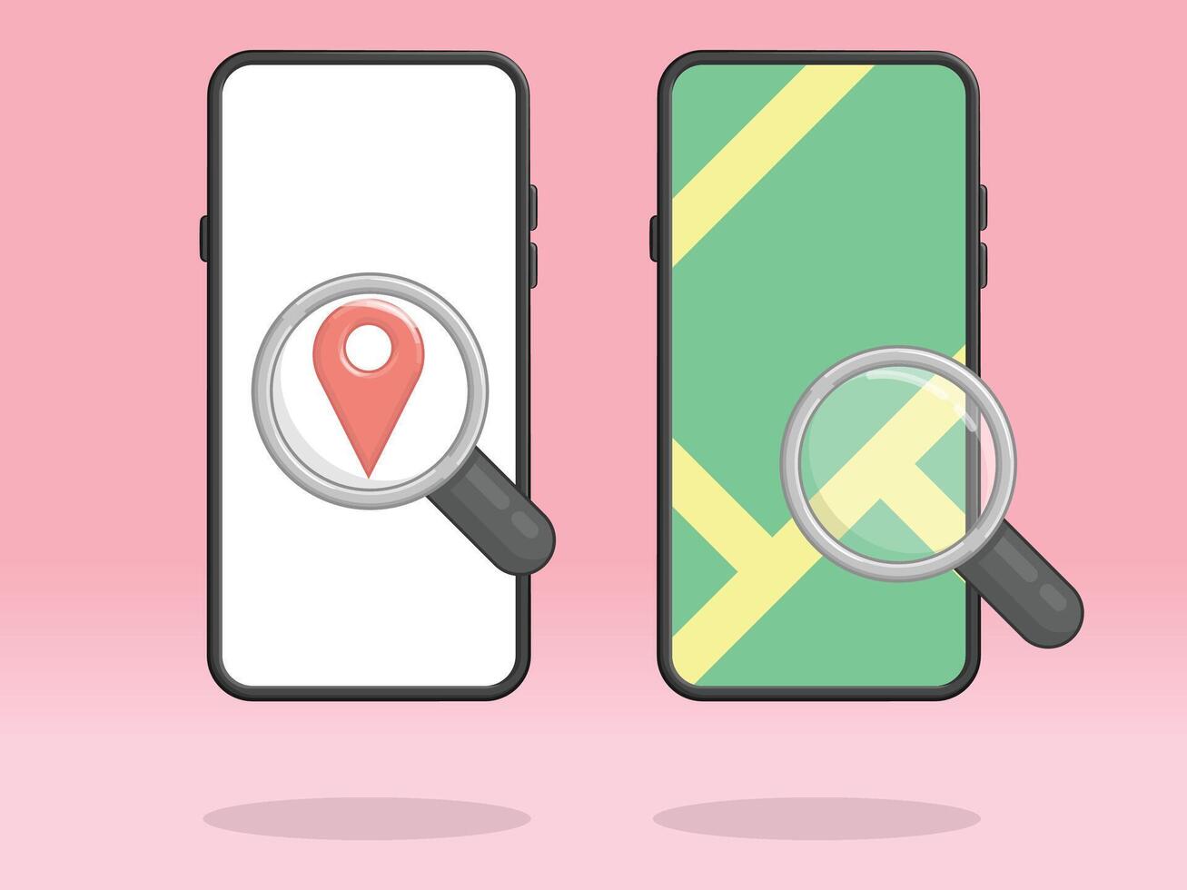 Smartphone Magnifier Map Pin Location Inspection vector