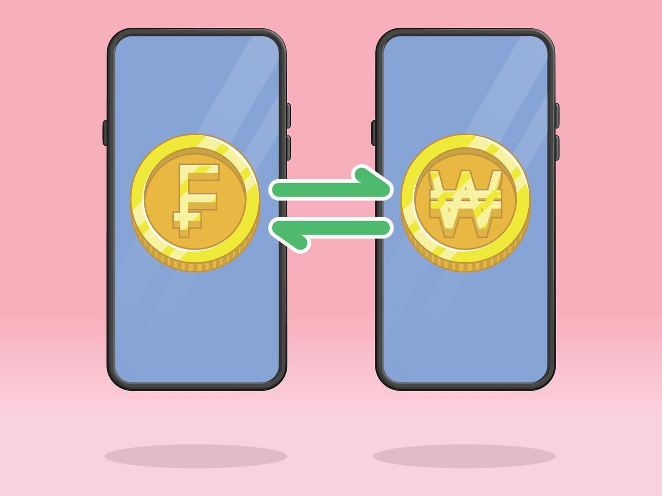 Smartphone Coin Money Exchange Franc Won vector