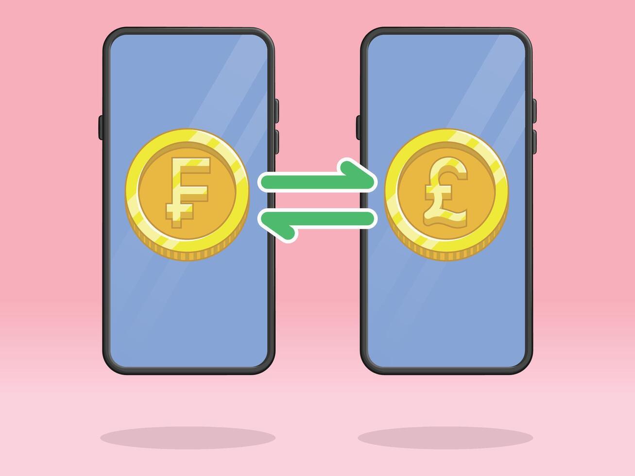 Smartphone Coin Money Exchange Franc Poundsterling vector