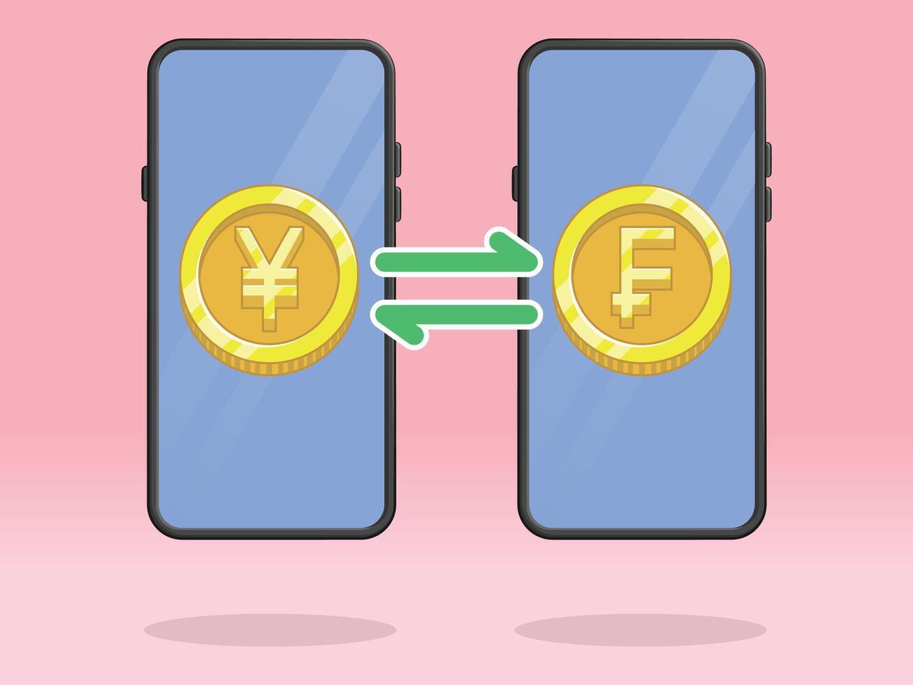 Smartphone Coin Money Exchange Yen Franc vector