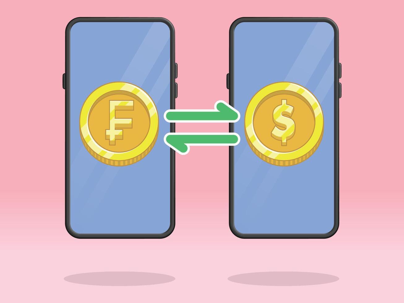 Smartphone Coin Money Exchange Franc Dollar vector