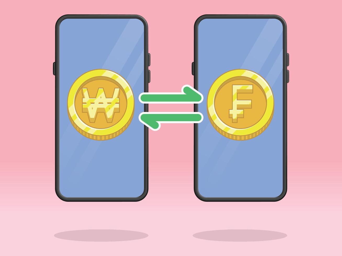 Smartphone Coin Money Exchange Won Franc vector