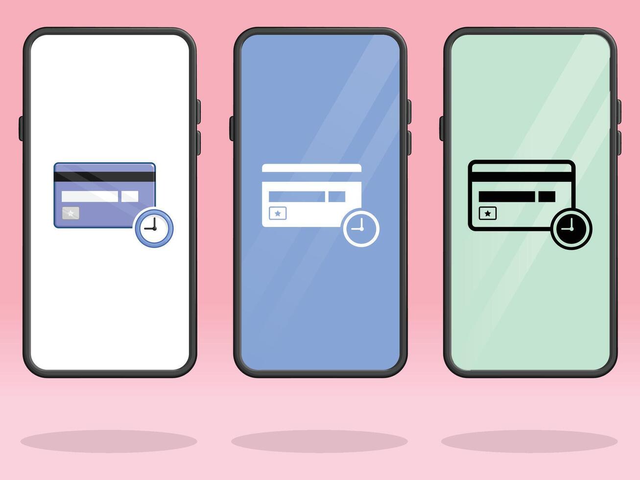 Smartphone Credit Card Back Timed Clock vector