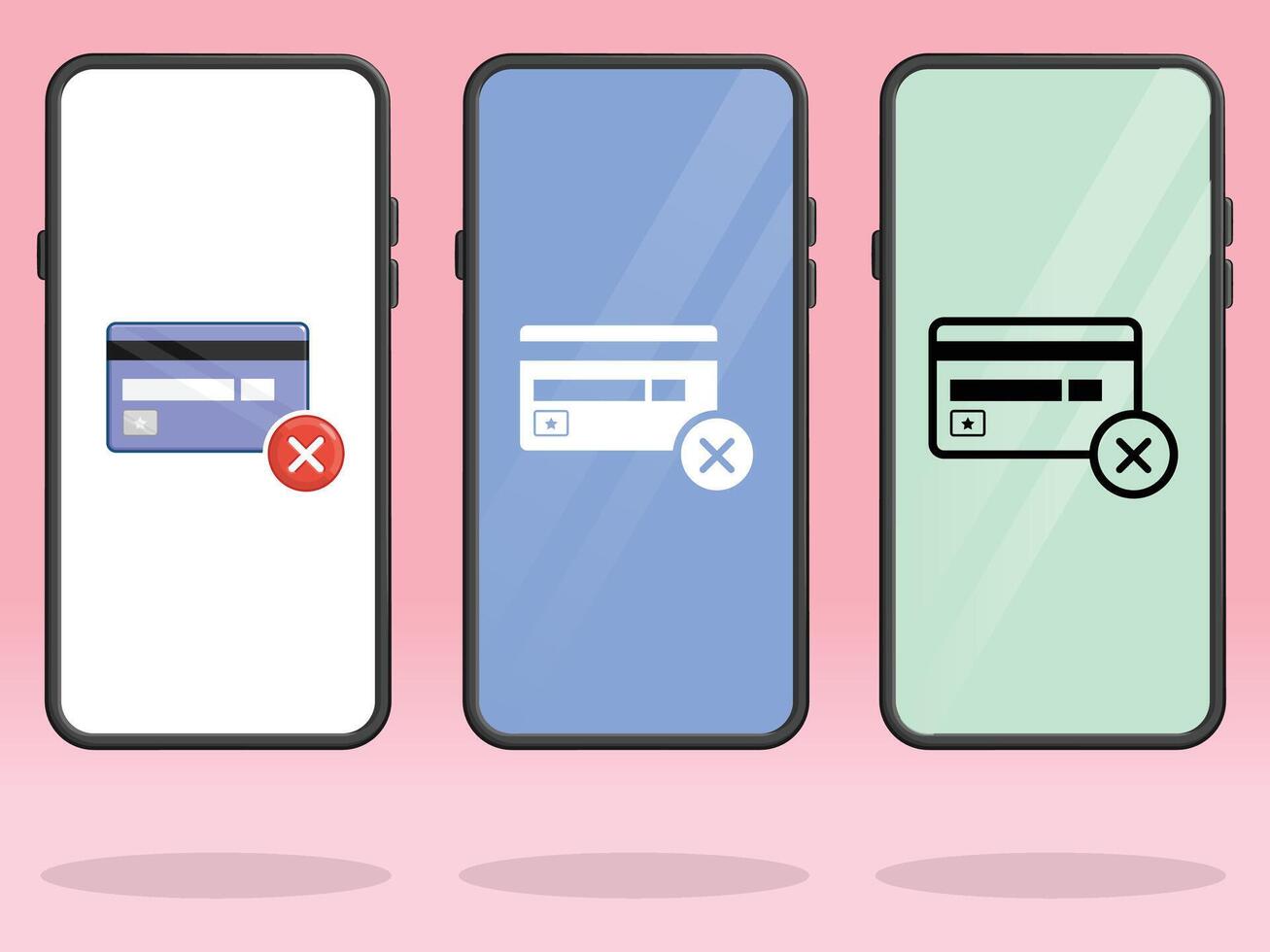 Smartphone Credit Card CVC Failed Cross vector