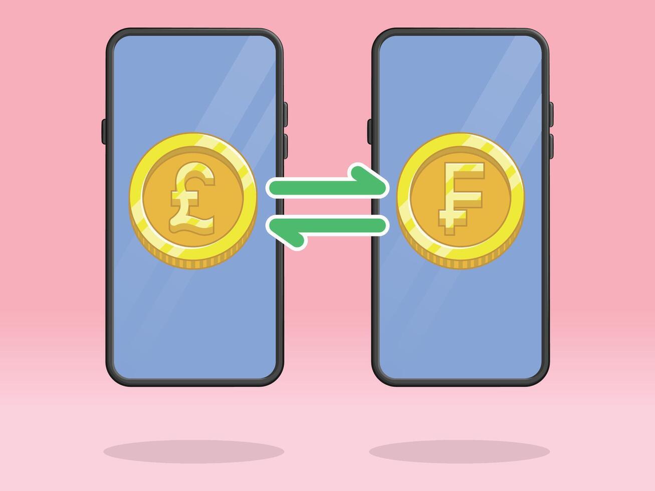 Smartphone Coin Money Exchange Poundsterling Franc vector
