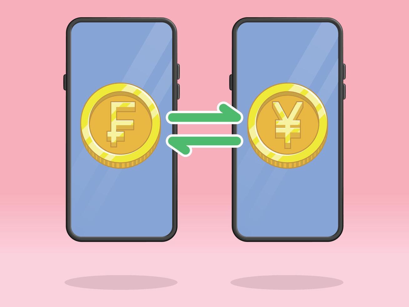 Smartphone Coin Money Exchange Franc Yen vector