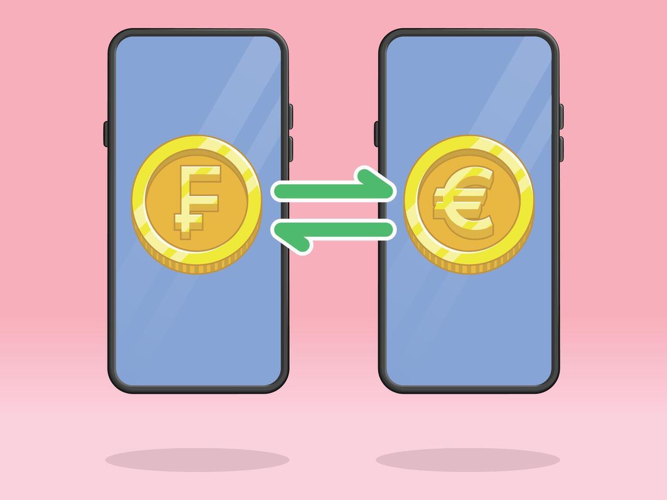 Smartphone Coin Money Exchange Franc Euro vector