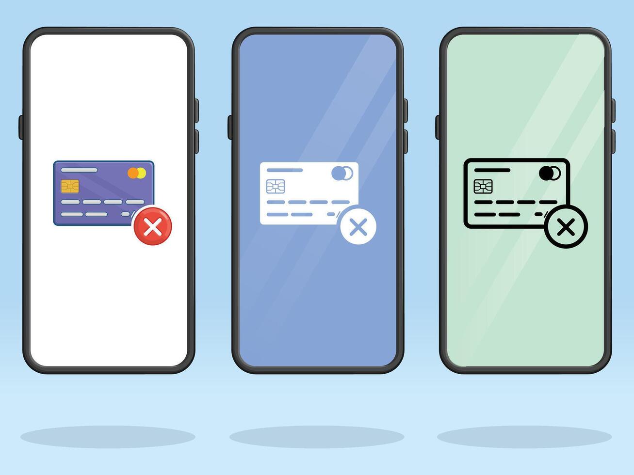 Smartphone Credit Card X Failed Cross vector
