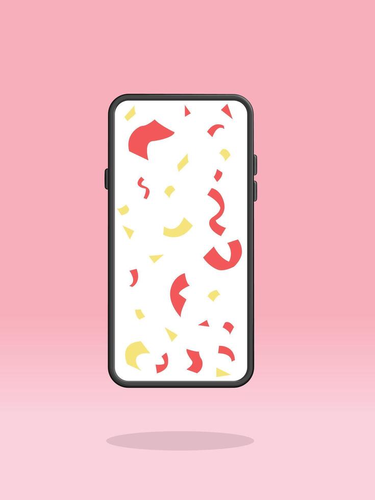 Smartphone Confetti Inside Screen Congratulation Party vector