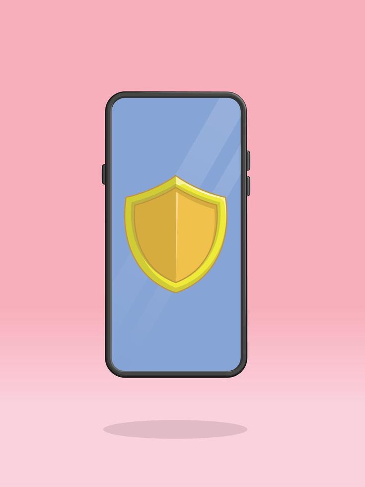 Smartphone Golden Shield Strong Security Protection vector
