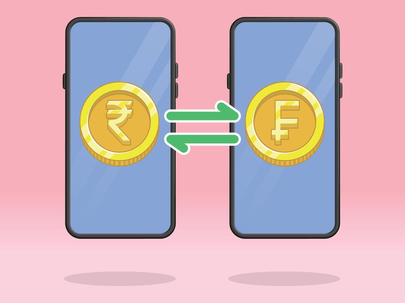 Smartphone Coin Money Exchange Rupee Franc vector