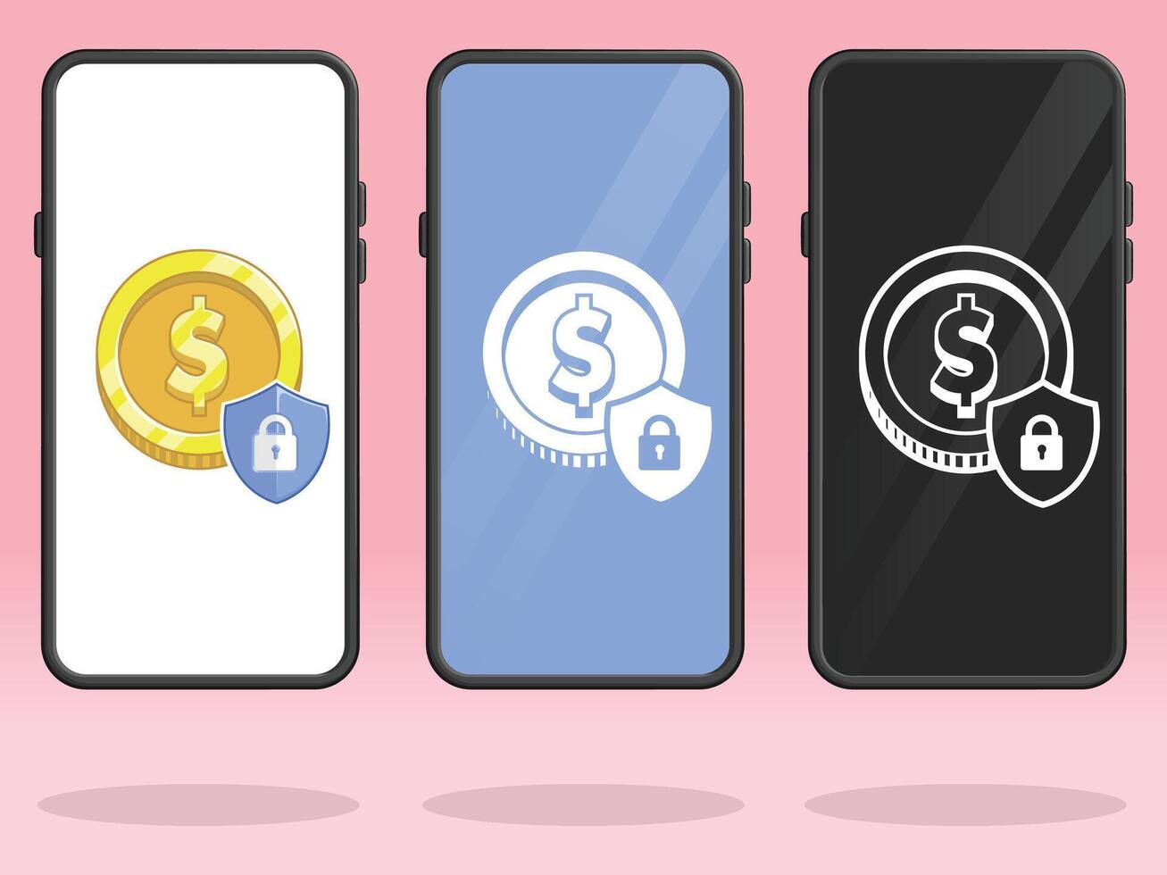 Smartphone Coin Shield Lock Transfer Security vector