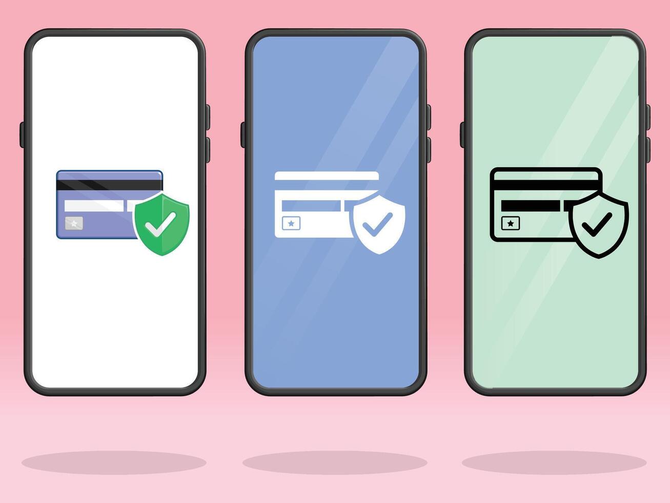 Smartphone Credit Card Back Shield Check vector