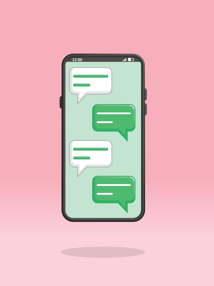 Smartphone Chatroom Messaging App on Screen vector