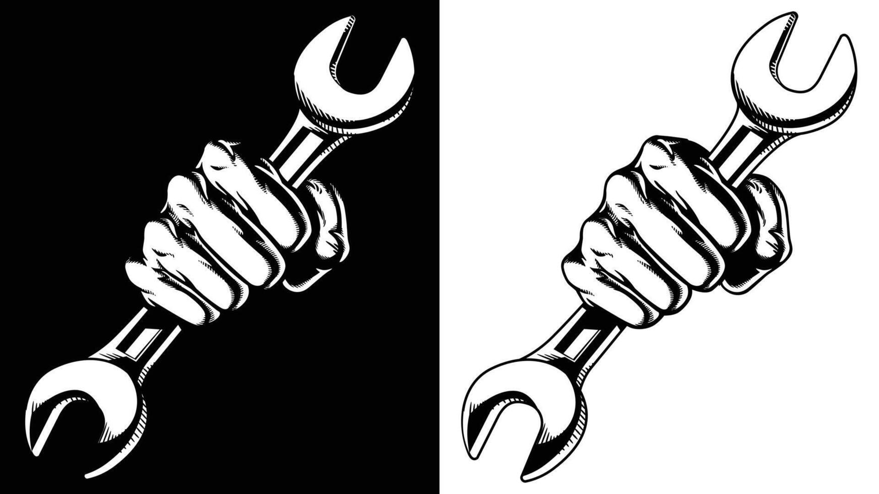 Silhouette Fist Punch Wrench Mechanic Spanner vector