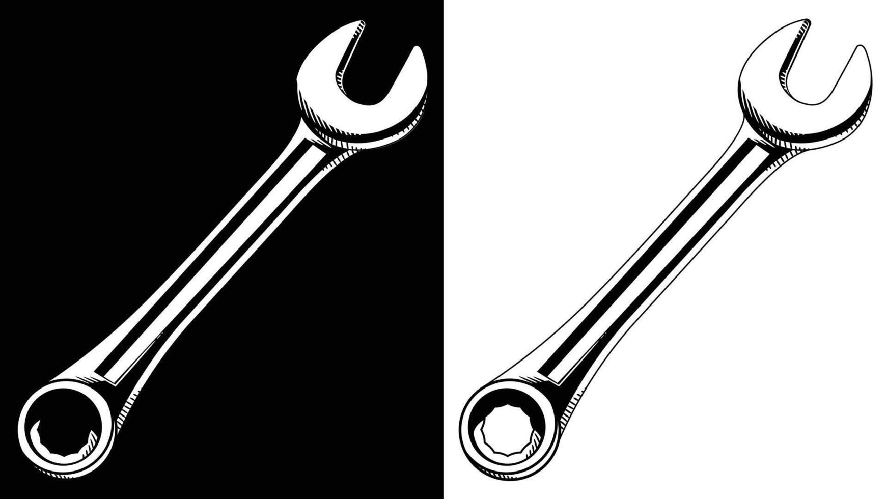 Silhouette Wrench Ratchet Head Mechanic Spanner vector