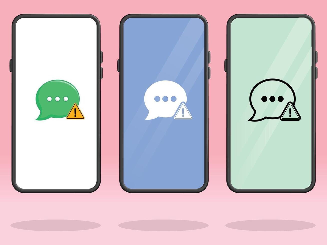Smartphone Chat Triangle Bubbles Warning Caution vector