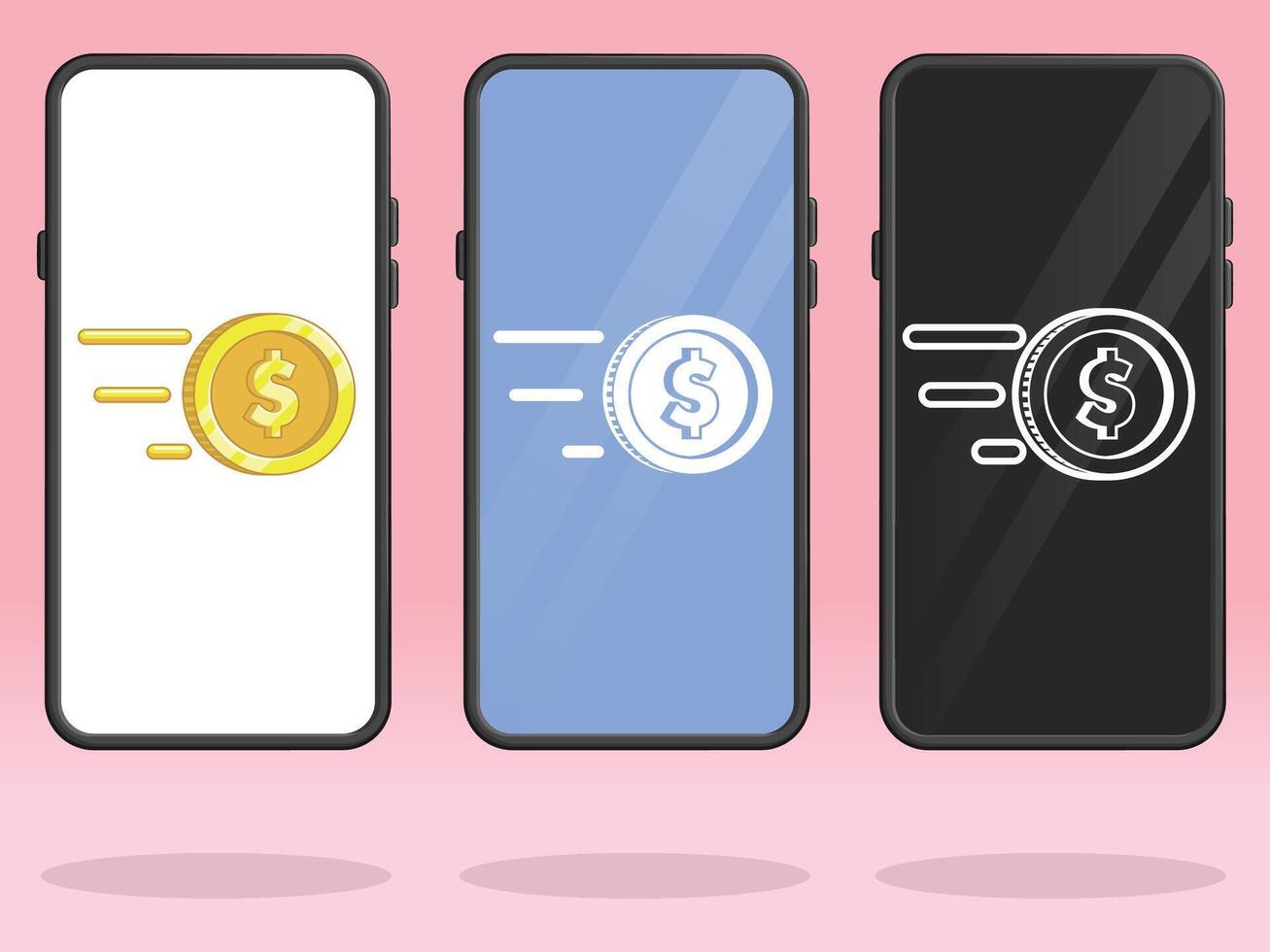 Smartphone Coin Sending Transaction Mobile Banking vector
