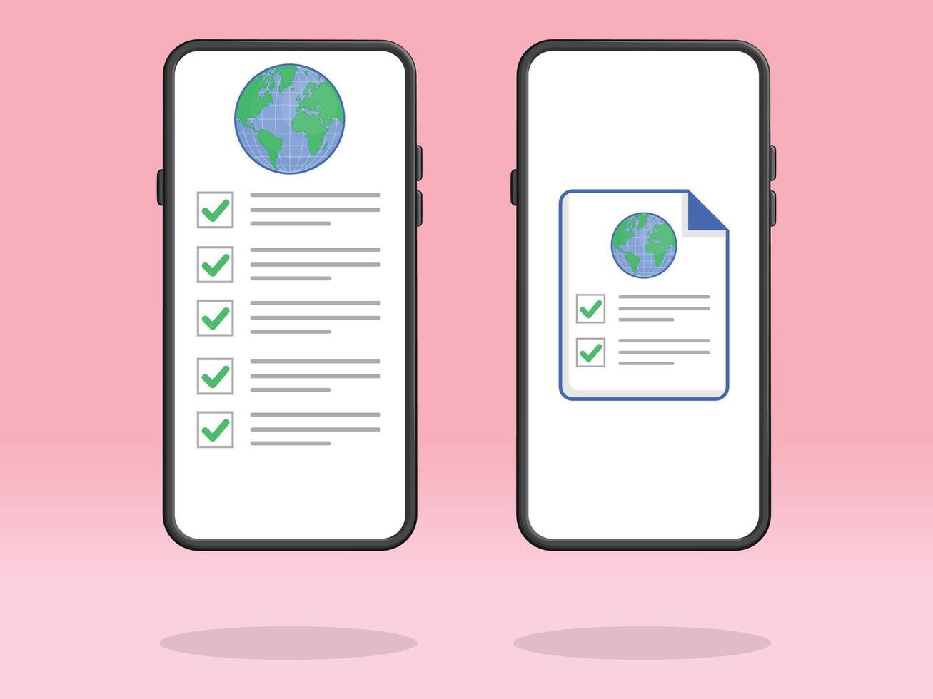 Smartphone Checklist World Globe Tick Boxes vector