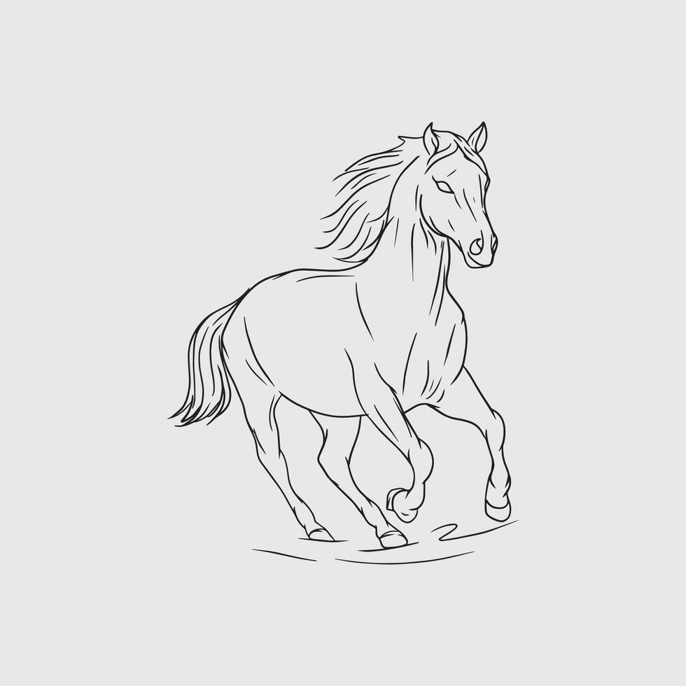 Hand Drawing Outline Horse Clean Background vector