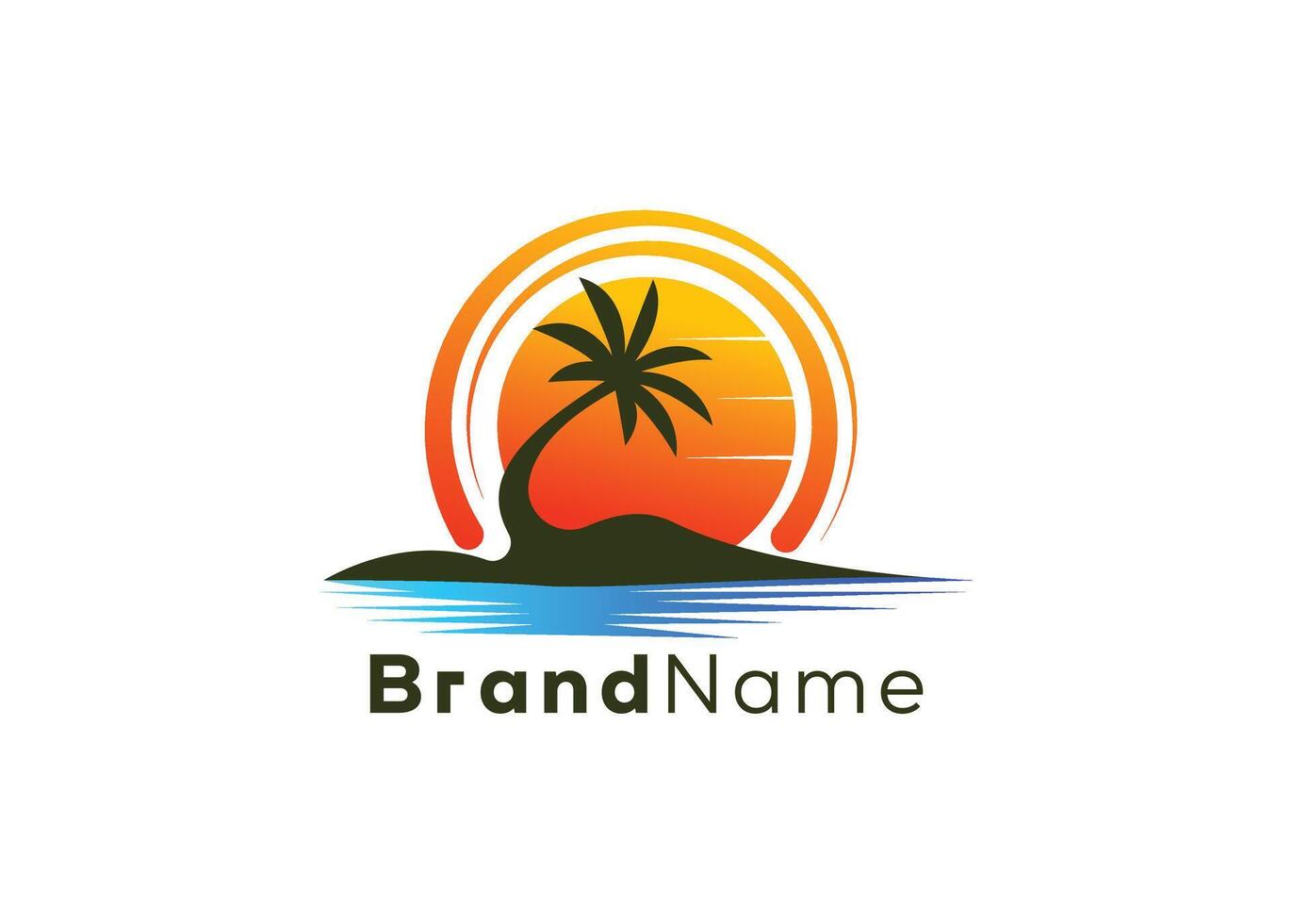 Summer beach logo design vector