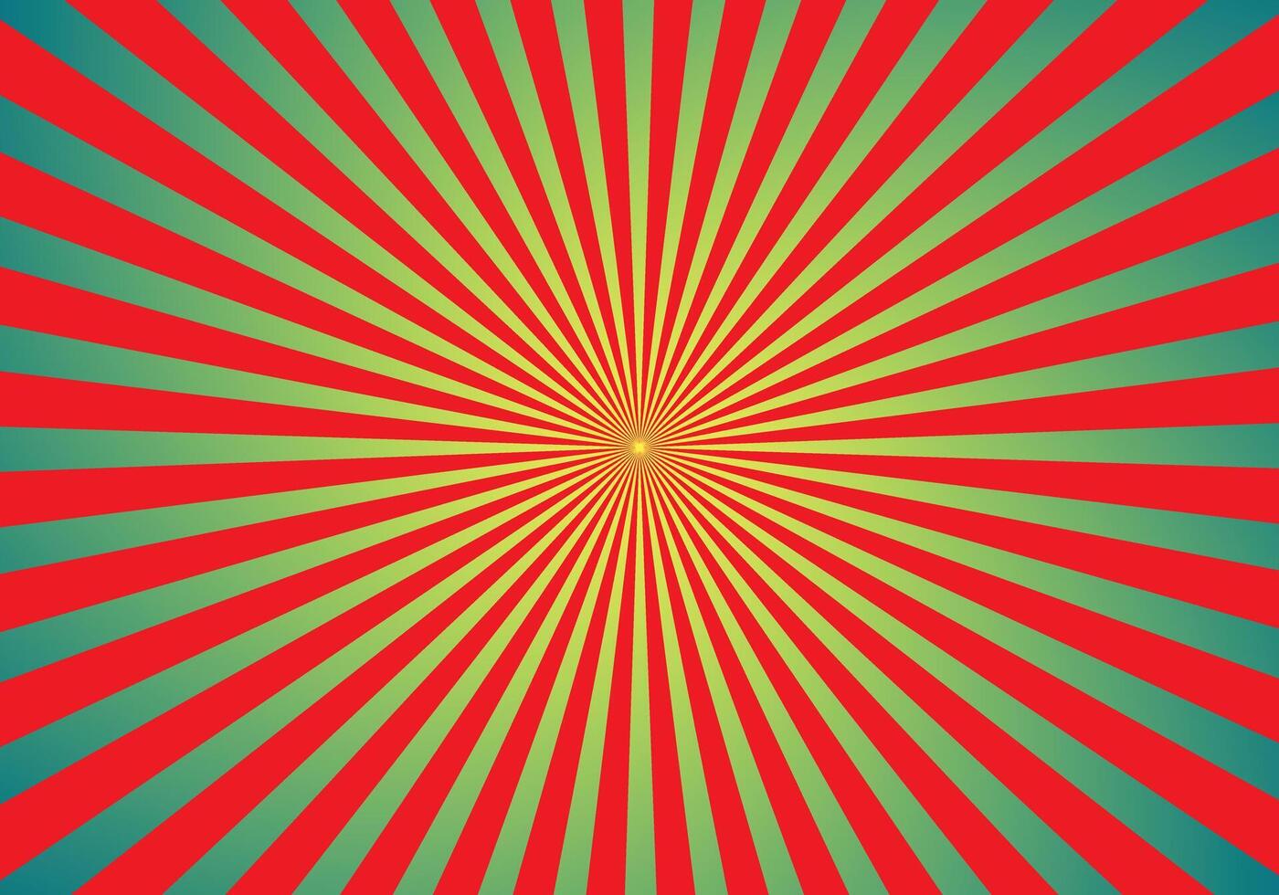 a red and green Sun-burst background with a red and orange geometric pattern. vector
