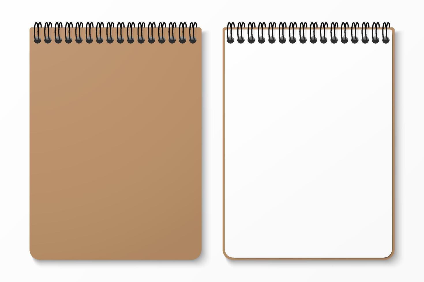 Top view spiral notebook with space for your image or text isolated on white background for mockup. Horizontal spiral. Design concept. illustration. vector
